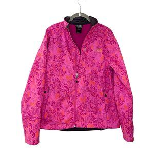 The North Face Full Zip Jacket Women Sz L Apex Bionic Floral Pink Soft Shell